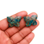 1 Pc Neon Copper Mohave Turquoise Faceted Butterfly Beads, Faceted Carved Gemstone Charms for Jewelry Making, 18X28 MM, Turquoise Carvings