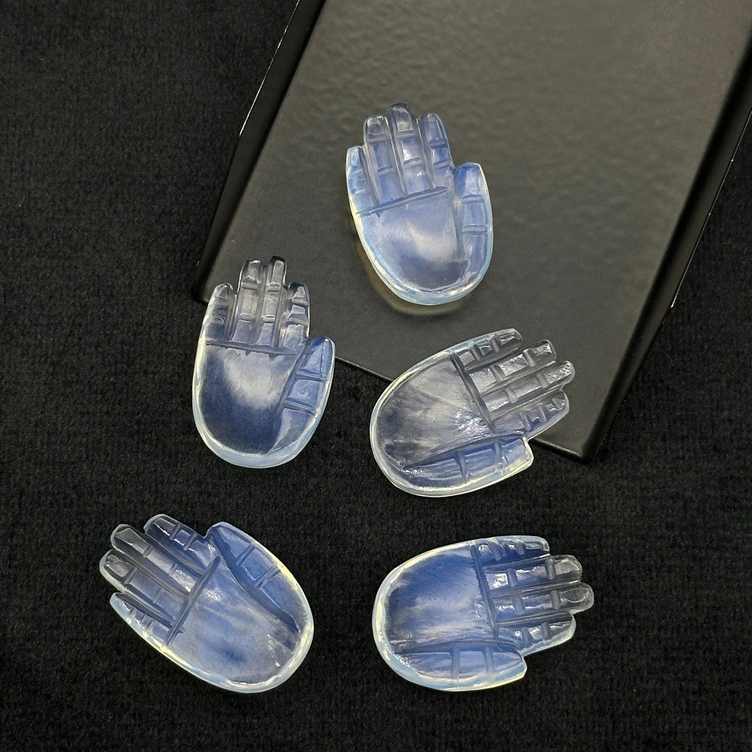 Flashy Opalite Hamsa Shape Carved Stone, 25 MM Palm Shape Gemstone, Hand Charms for Jewelry Making, Hamsa Charm Beads, Carved Crystal