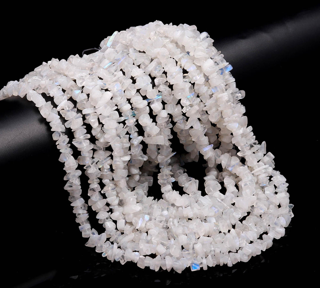 AAA Rainbow Moonstone Uncut Beads Strand, AAA Moonstone Chips Beads for Jewelry Making, 16" Inch Uncut Chip Beads, Freeform Uncuts