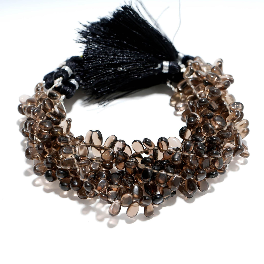 AAA Smoky Quartz Pear Shape Beads, Natural Smoky Quartz Pear Shape Briolette's for Jewelry Making, 7 Inch Strand, 7 MM approx