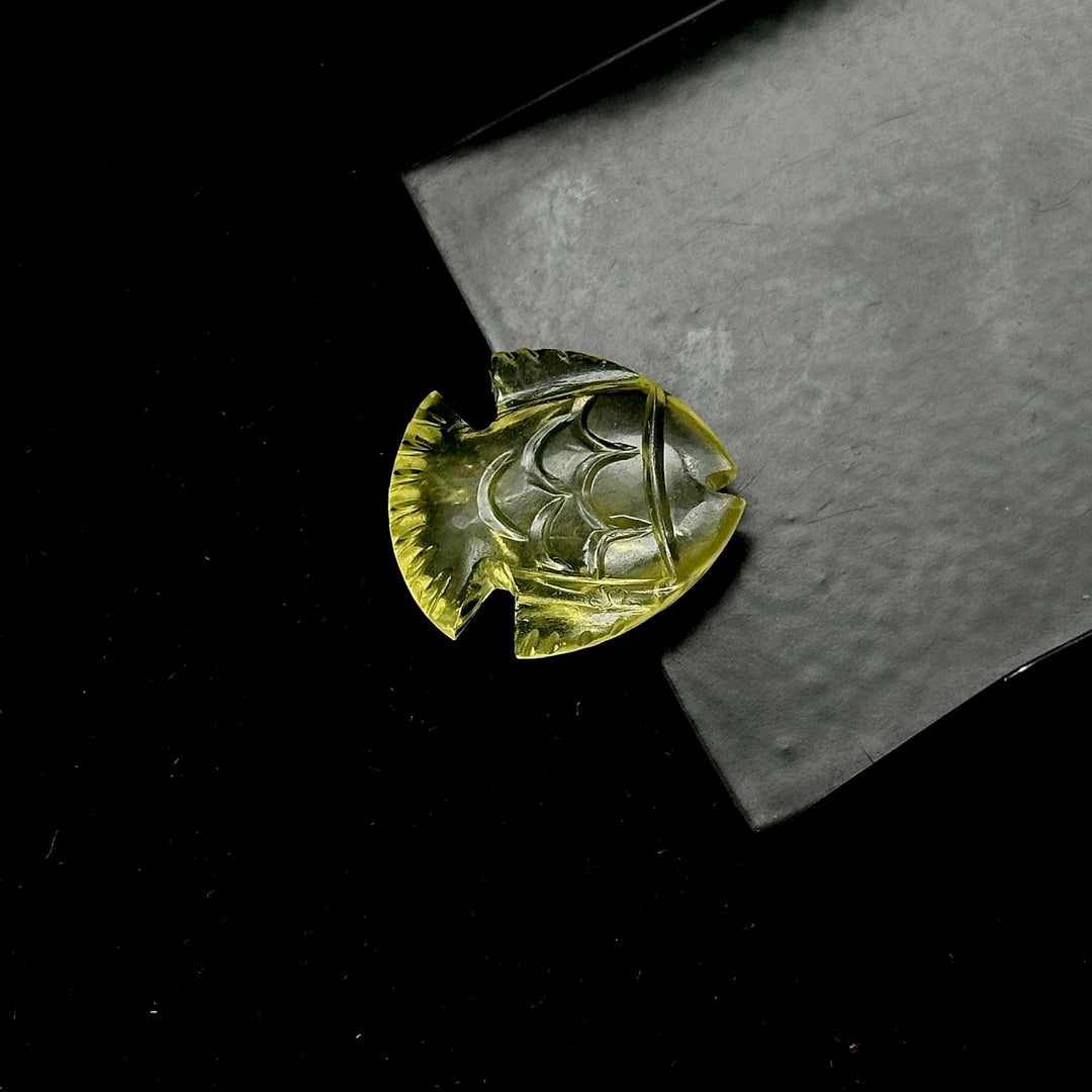 Natural Lemon Quartz Fish Shape Gemstone, Lemon Quartz Fish Shape Stone, Wholesale Fish Carved Gemstones, Fish Charms Beads, 19X21 MM