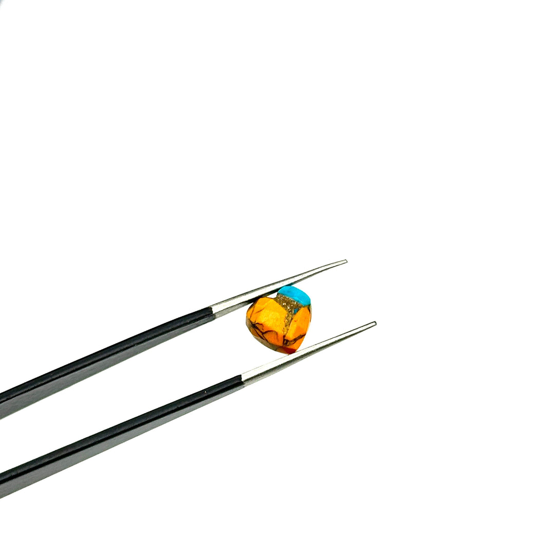 Beautiful Oyster Copper Turquoise Heart Shape Beads, Faceted Orange Turquoise Hearts, Carved Gemstones, 8 MM Jewelry Making Heart Charms