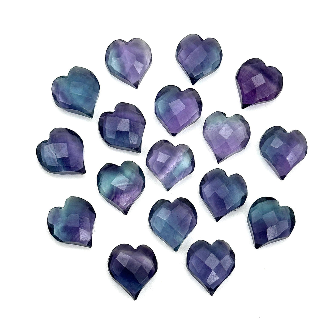 Natural Multi Fluorite Heart Shape Beads, Fluorite Faceted Heart Shape Briolettes, Hand Carved Heart Charms for Jewelry Making, 13 MM