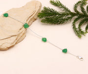 Green Strawberry Heart Bracelet, Quartz Faceted Heart Beads Bracelet, 925 Silver Bracelet, Handmade Jewelry, Women's Gift Chain Bracelet
