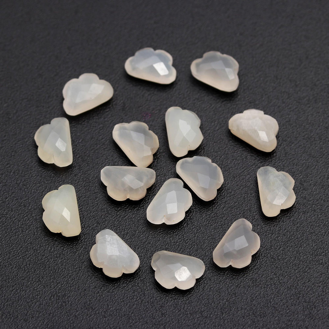 Natural White Moonstone Clouds Shape Beads, AAA Moonstone Faceted Cloud Shape Beads, Carved Cloud Charms, 12 MM, Loose Carved Briolettes