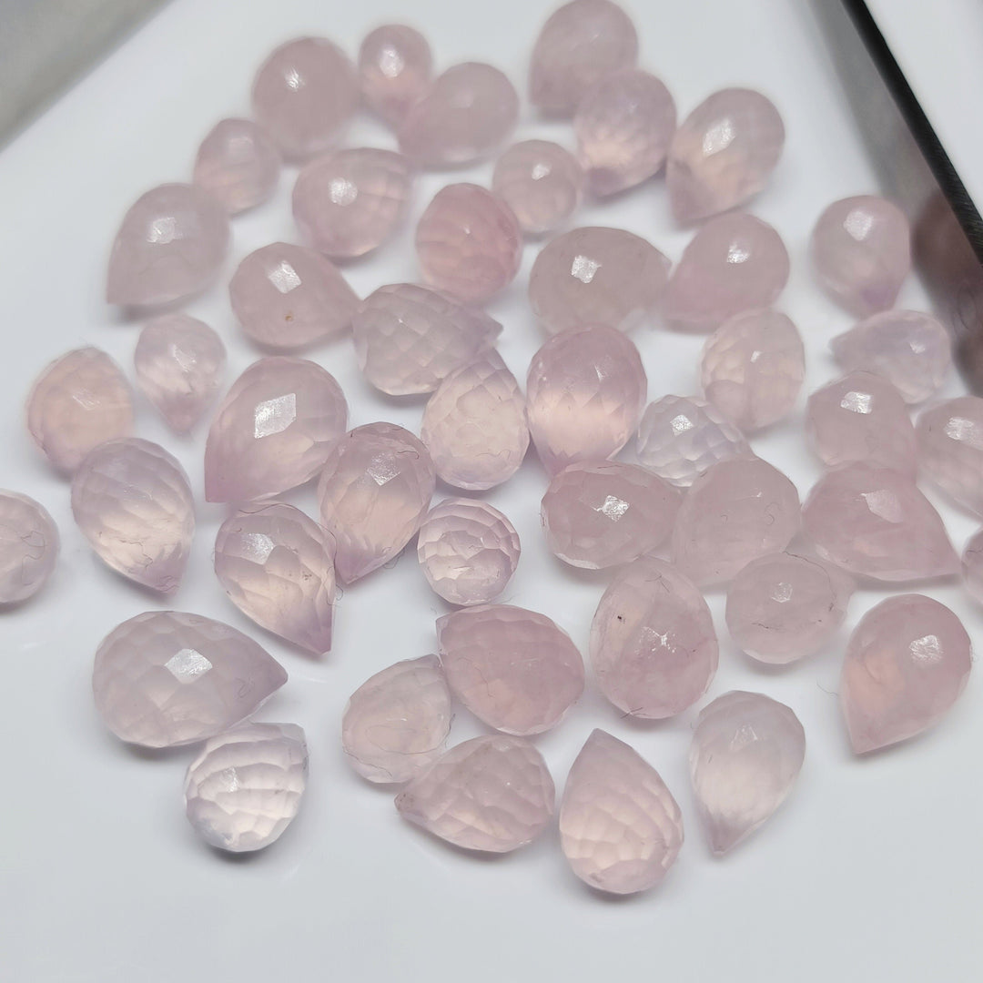 Superb Rose Quartz Drop Shape Briolette's Beads, Natural Rose Quartz Faceted Teardrop Beads, Jewelry Making Beads, 6X8 - 7X9 MM