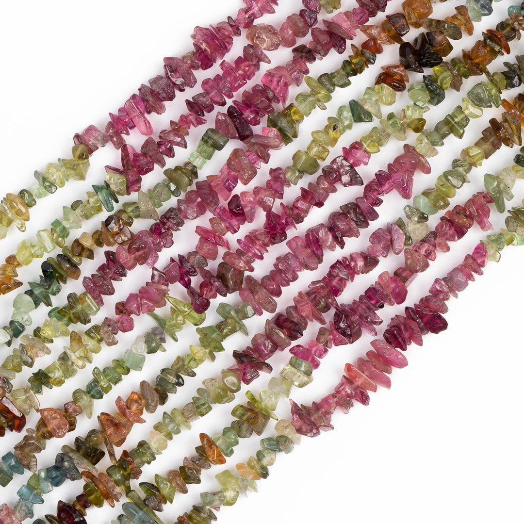 Watermelon Tourmaline Uncut Shape Beads, 16" Multi Tourmaline Uncut Bead, Natural Tourmaline Uncut Beads Strand, 4 MM, Nuggets & Chips Beads