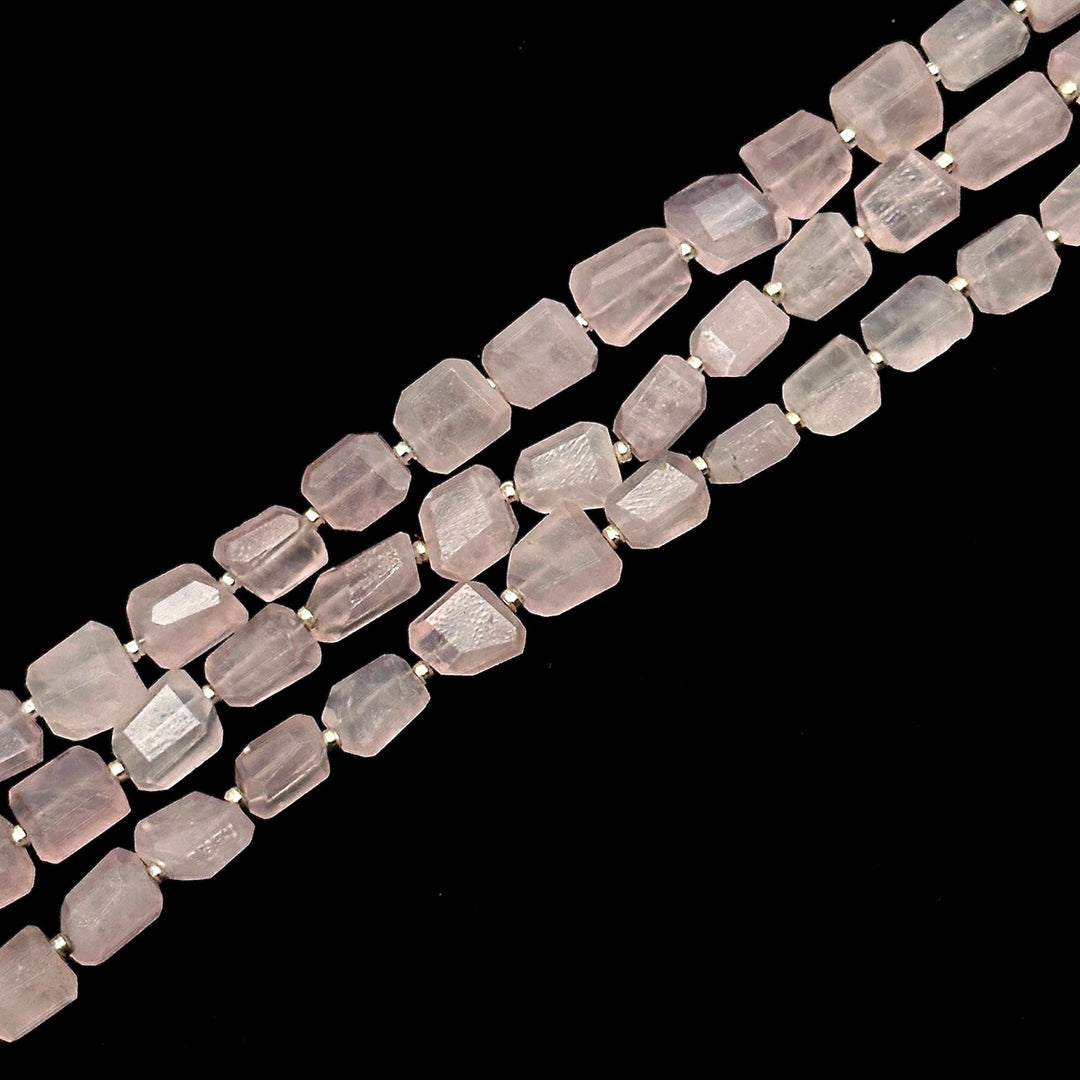 Natural Rose Quartz Faceted Tumble Shape Gemstone Beads, AAA Pink Quartz Nuggets Shape Beads, 8" Fancy Wholesale Jewelry Beads, 6X8-7X9 MM