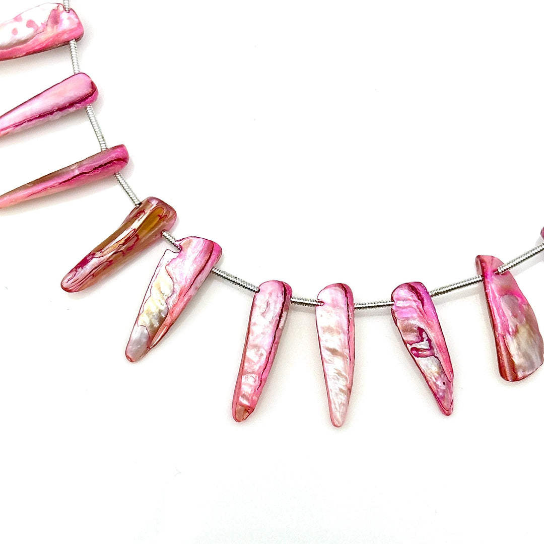 Beautiful Long Pink Sea Pearl Beads, Coated Teeth Shape Pearl Gemstone, 26 MM Fancy Jewelry Making Wholesale Beads, Sea Pearl for Diy Craft