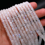 Load image into Gallery viewer, Rainbow Moonstone Faceted Rondelle Beads, Flashy White Gemstone, 4" Strand