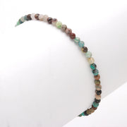 Dainty Chrysocolla Beaded Bracelet, Faceted Round Beads Bracelet, Gift for Her, 3 MM Beads Bracelet, 925 Silver Bracelet for Her