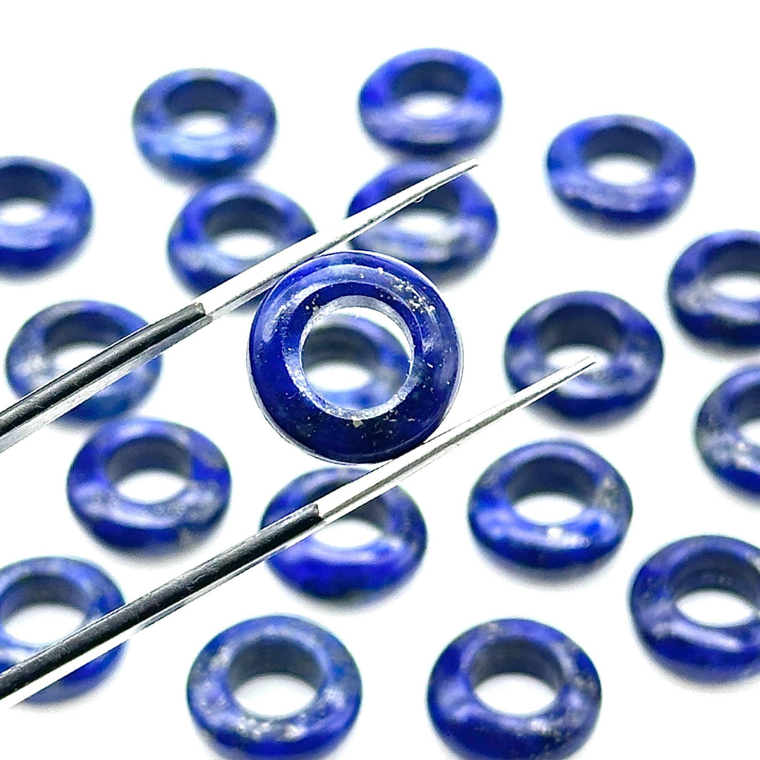 AAA Quality Lapis Lazuli Donut Shape Stones, Natural Lapis Lazuli Donut Carving, Healing Gemstone Beads, 12 mm Blue Donut Smooth Beads