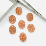 Load image into Gallery viewer, 1,2,3,4,5 Pcs Natural peach moonstone oval face Shape Carving, Hand carved face shape Gemstone, carved Gemstone jewelry Making,18X14 mm