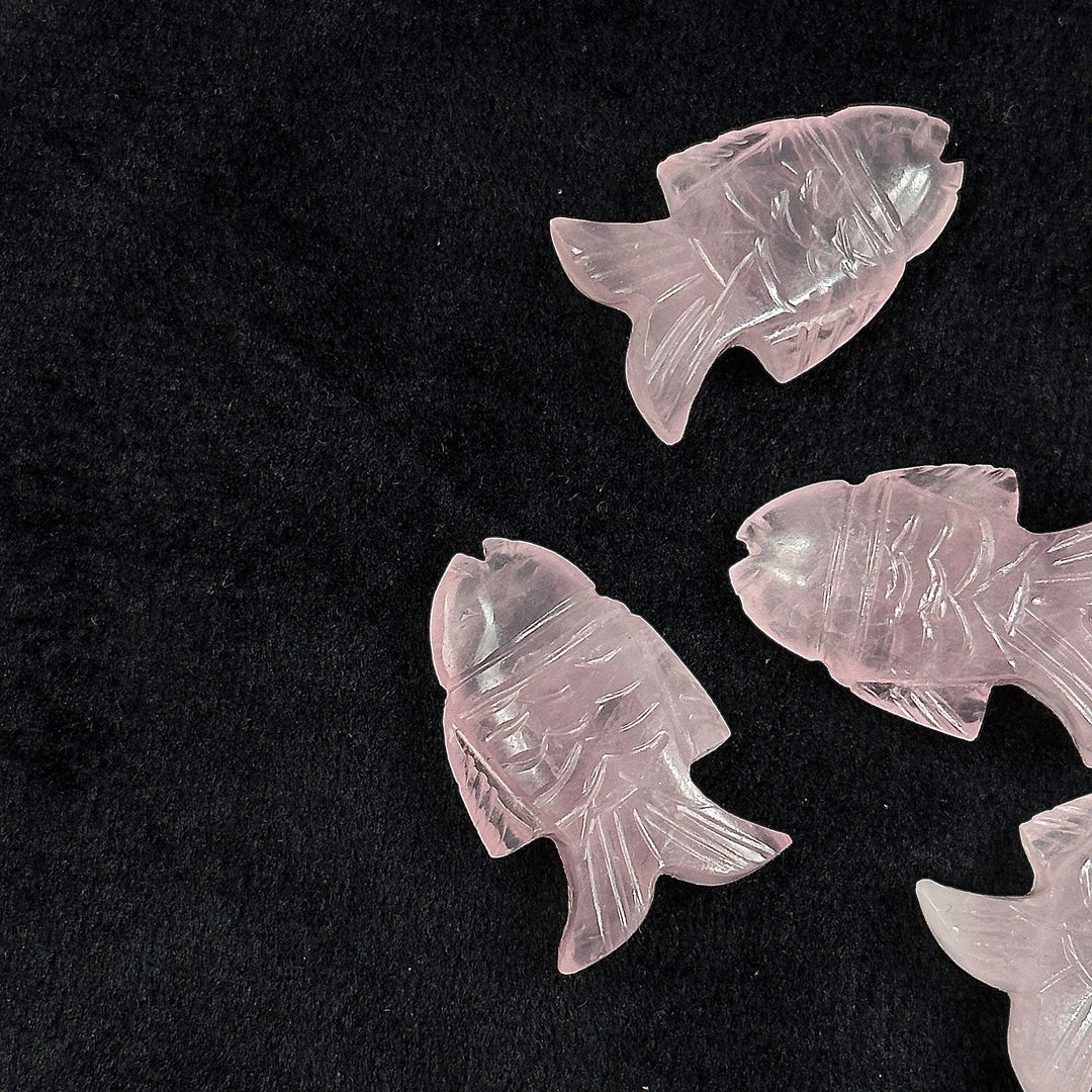 Genuine Rose Quartz Fish Carving, Hand Carved Fish Shape Gemstone, Natural Rose Quartz, 17X26 MM, Feminine Energy Fish Charm Healing Crystal