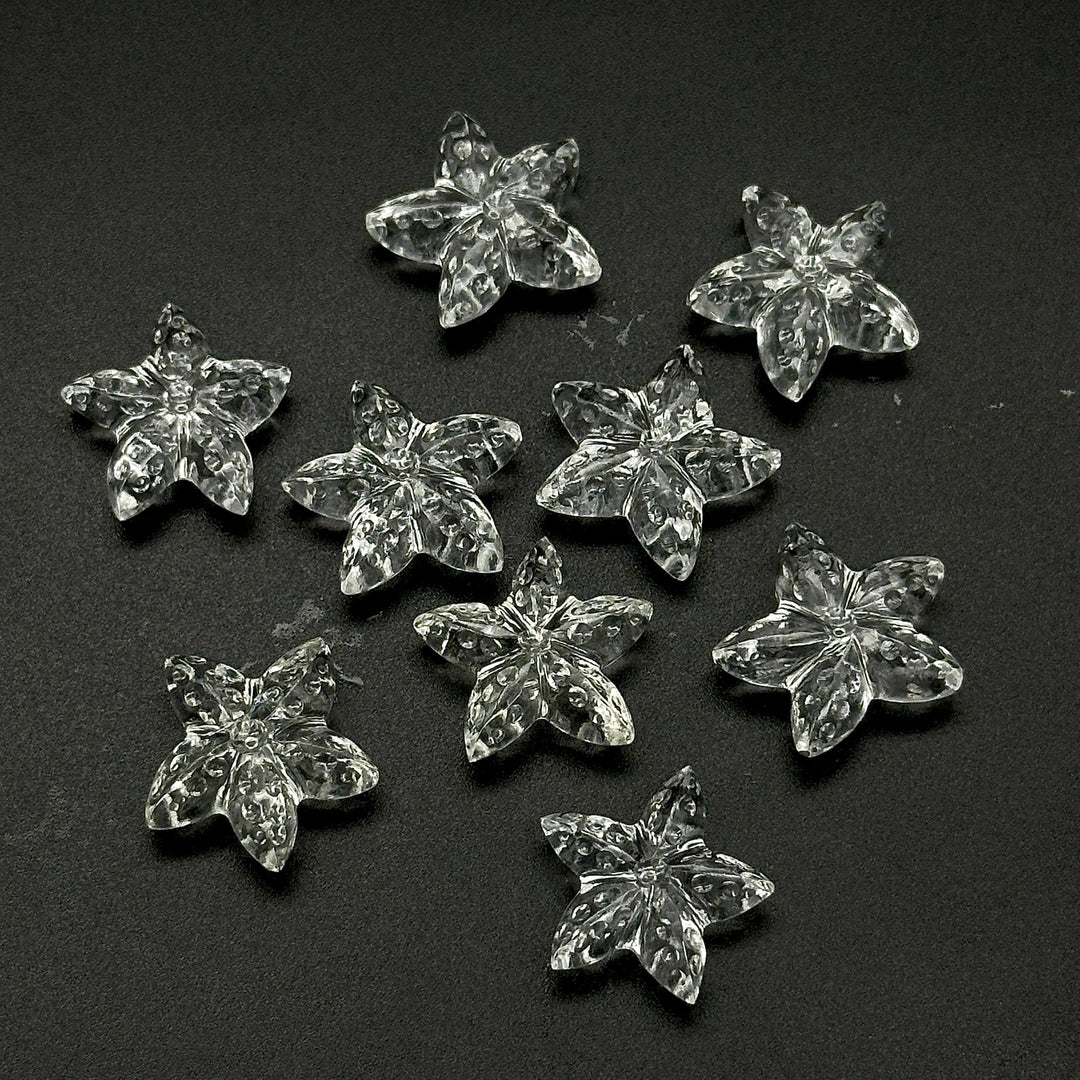AAA Clear Crystal Quartz Star Fish Shape Beads, Natural Crystal-Clear Fish Shape Carved Gemstones, Star Fish Carvings, Rare Findings, 20 MM