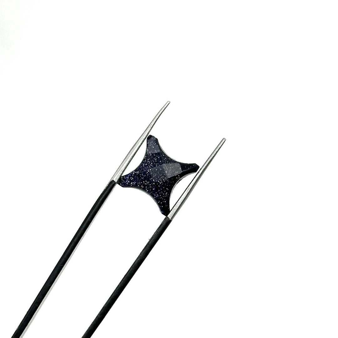 Black Sunstone Ninja Star Beads: Faceted Gemstone Carvings (11x15 mm)
