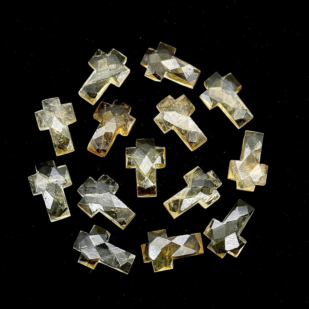 Natural Citrine Faceted Cross Shape Beads, AAA Citrine Hand Carved Cross Shape Stone, Spiritual Beads, Healing Beads, 15 MM