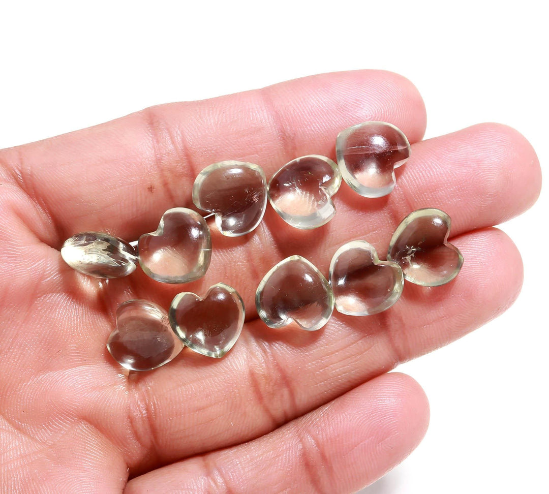 Natural Green Amethyst Heart Shape Beads, AAA Amethyst Heart Shape Smooth Gemstones, Loose Wholesale Heart Charm Beads 10 MM Green Amethyst