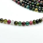 Load image into Gallery viewer, Dark Tourmaline Faceted Round Beads, Natural Multi Tourmaline Faceted Beads, 6 - 6.5 MM Mix Tourmaline Beads For Jewelry, 4 Inch Strand