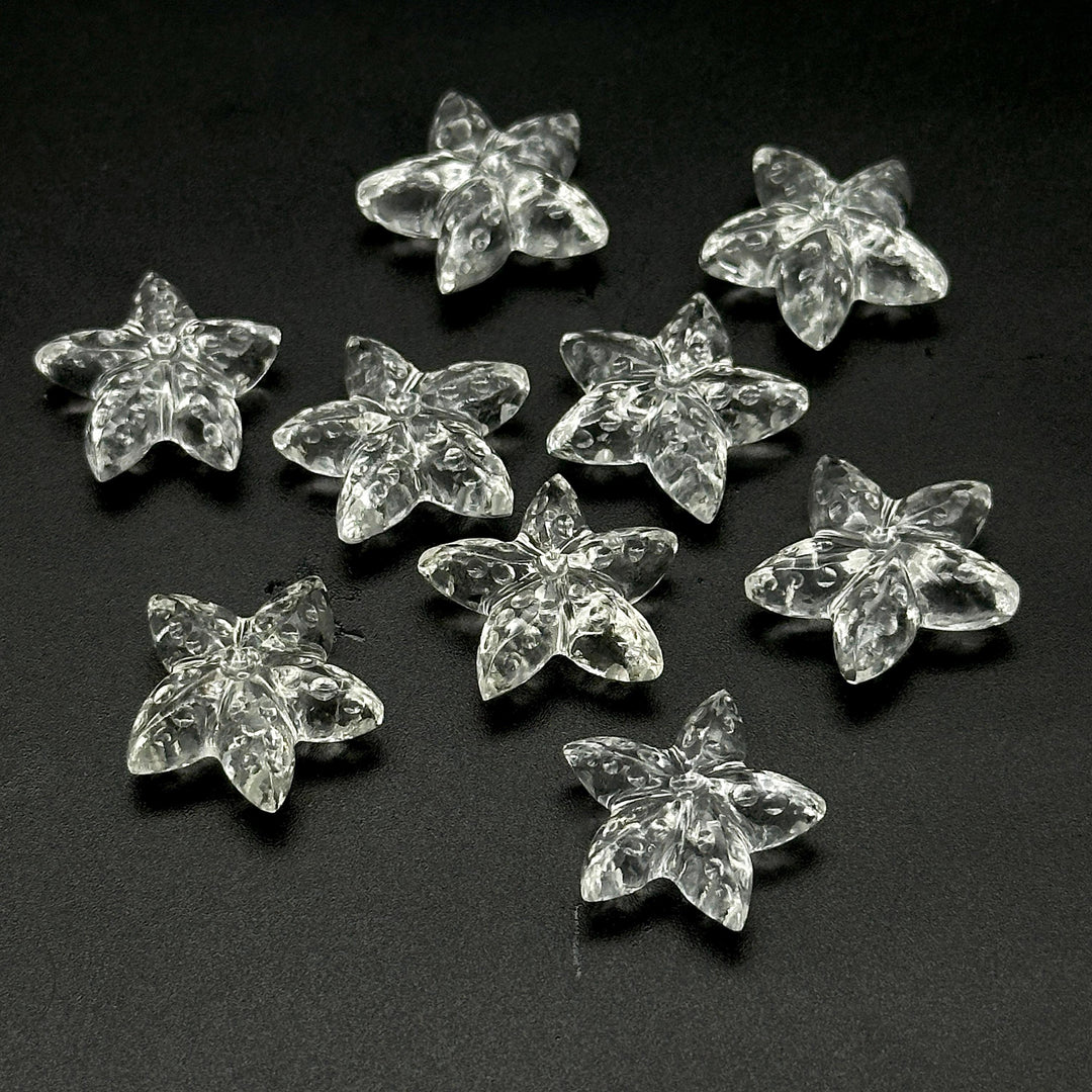 AAA Clear Crystal Quartz Star Fish Shape Beads, Natural Crystal-Clear Fish Shape Carved Gemstones, Star Fish Carvings, Rare Findings, 20 MM