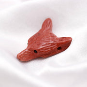 Red Jasper Fox Head, Jewelry Making Gemstones Side Drill from Ear, Head Carved Beads, Reiki Healing Crystal, Home Decor