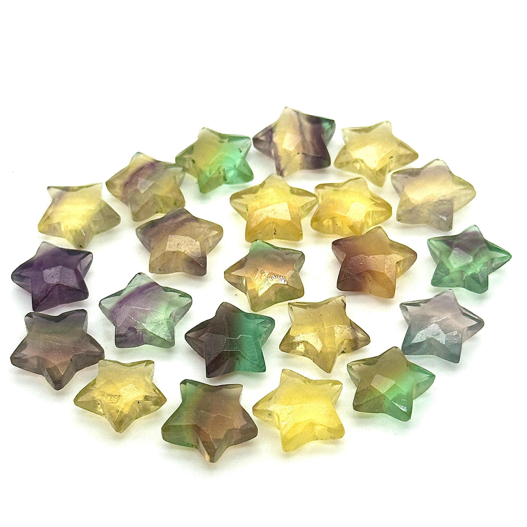 AAA Multi Fluorite Star Shape Briolettes, Natural Fluorite Faceted Star Charms, Wholesale Loose Beads for Jewelry, 12 MM, Hand Carved Beads