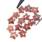Load image into Gallery viewer, Natural Pink Strawberry Star Shape Briolettes, Strawberry Quartz Star Beads, Hand Carved Star for DIY Crafts, Shiny Star for Jewelry, 15 MM