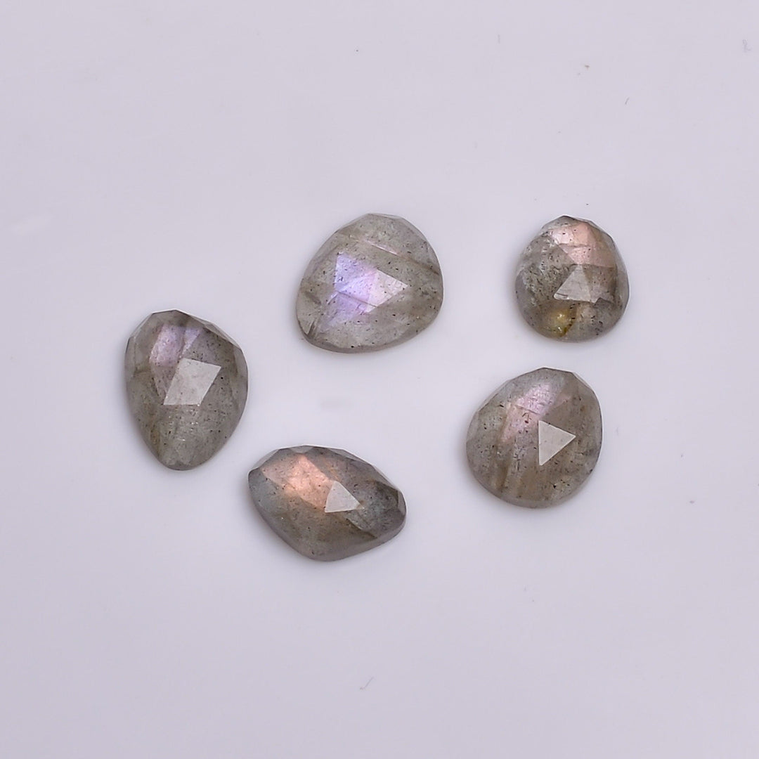 2 pcs A-one Quality Labradorite freeform Rosecut, faceted rosecut, gemstone for jewelry, multi flash  rosecuts 6X8 11X15 mm