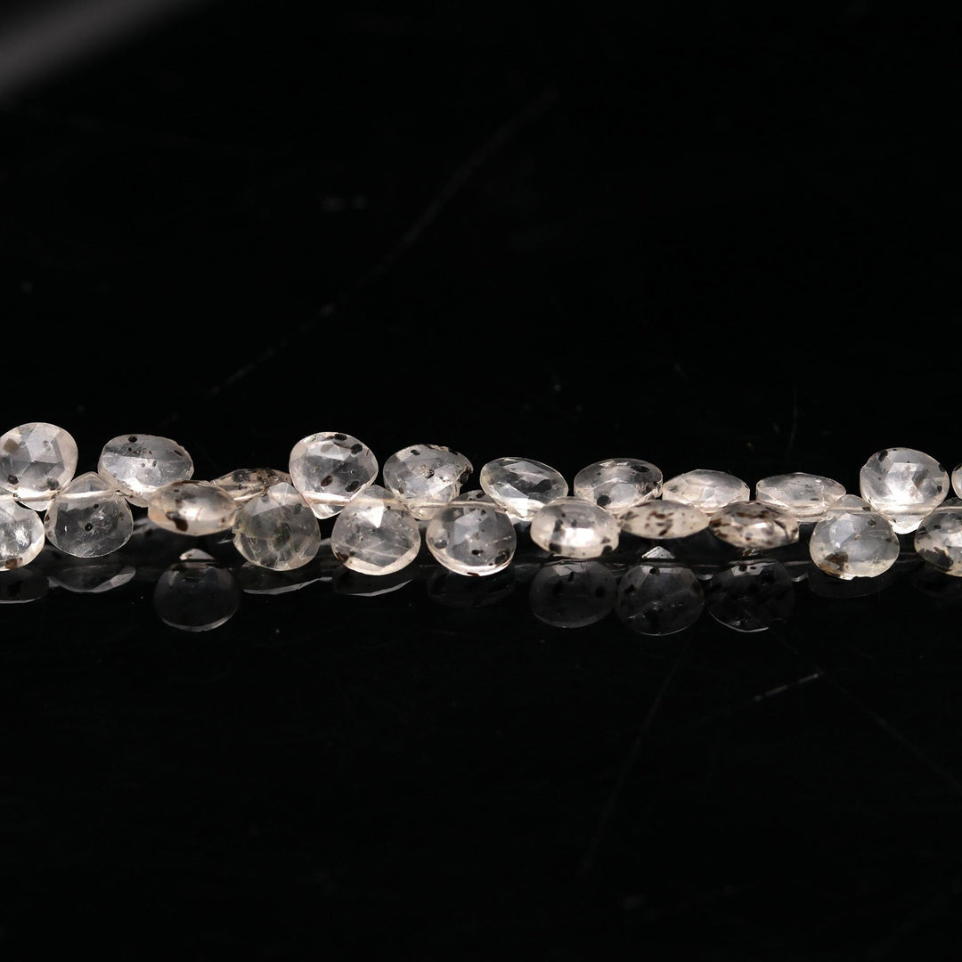 Doated Quartz Heart Shape Briolettes, Natural AAA Doated Quartz Heart Shape Beads, 6" Faceted Heart Beads, 6 MM Heart Beads