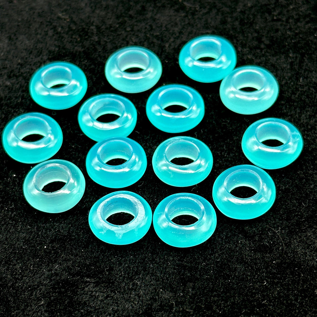 Aqua Chalcedony Donut Shape Gemstones, Aqua Chalcedony Donut Carving, Healing Gemstone Beads, 12 mm Smooth Donut Beads, Gemstone Rings