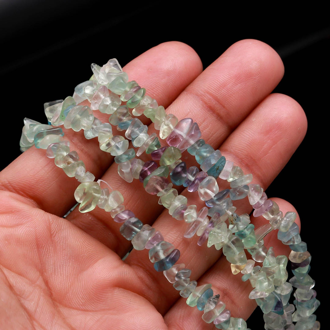 Natural Fluorite Uncut Beads Strand, Multi Fluorite Chips Beads for Jewelry Making, 16" Inch Uncut Chip Beads, Freeform Uncuts