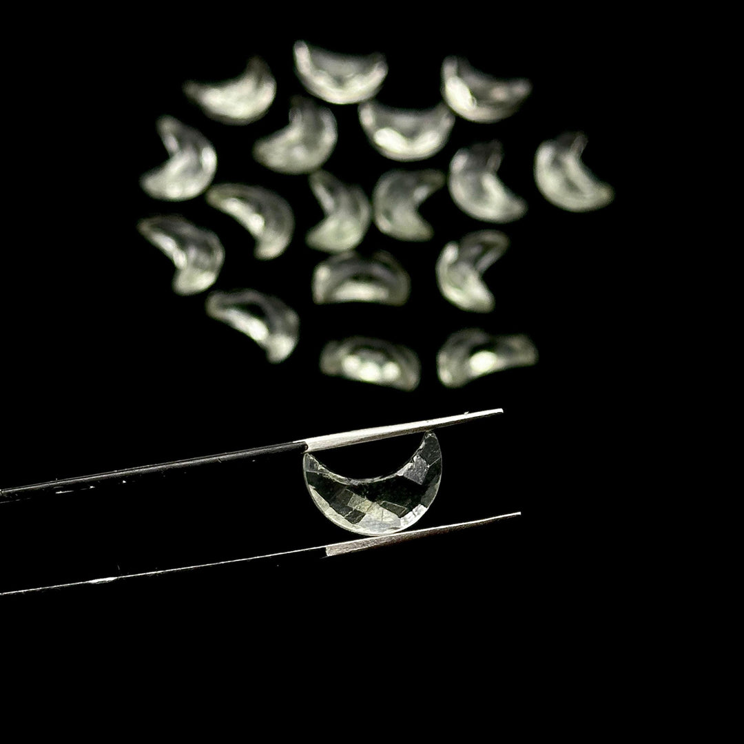AAA Green Amethyst Carved Moon Shape Briolette's, Green Amethyst Faceted Moon Shape Gemstone Beads, Hand Carved Moon Beads, Moon Charms 12MM