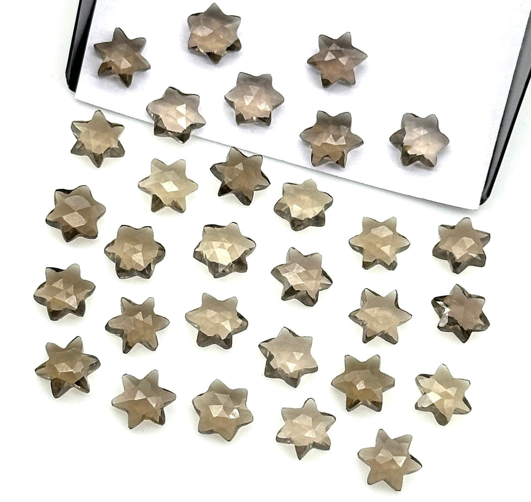 Natural Smokey Quartz Little Stars, Brown Smokey Quartz Star Shape Beads, 6 MM Star Shape Gemstone for Jewlery, 6 Sides Carving Star Beads
