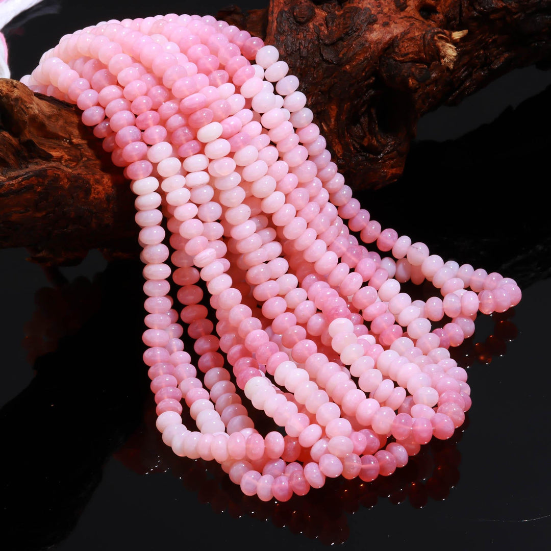 Shaded Pink Opal Smooth Rondelle Beads, Pink Opal Beads for Jewelry Making, Wholesale Loose Opal Beads, 8 MM Dyed Opal for Craft Making