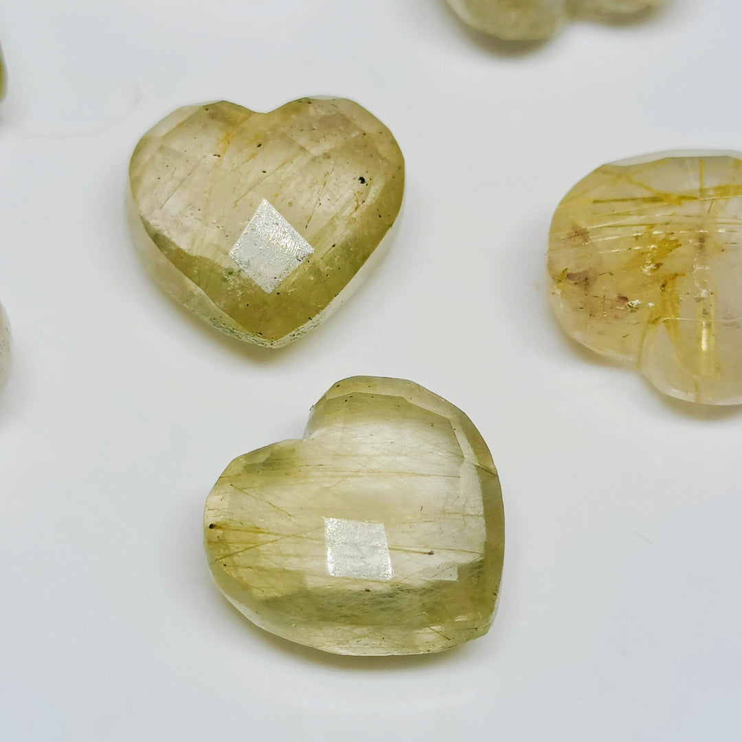 2,5,7,8,9,10 Pcs Natural Golden Routile Heart Shape Gemstone, Hand Carved Loose Gemstone, Heart Shape Gemstone, Carved Gemstone, 10 mm