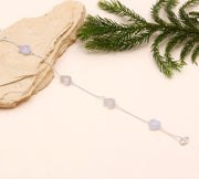 AAA Lace Agate Heart Shape Beads Bracelet, Lace Agate Heart Beads Bracelet, Women's Gift Chain Bracelet, 925 Silver Bracelet/Anklets