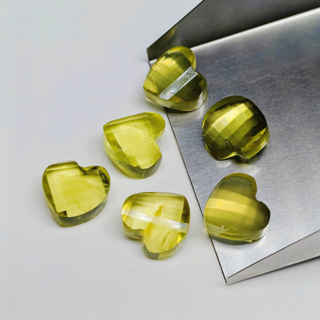 2,3,4,5,6 pcs 100% Natural Lemon quartz  twisted heart Shape Carved Gemstone, Loose Gemstone, fancy Shape Gemstone, Carved Gemstone 12 mm