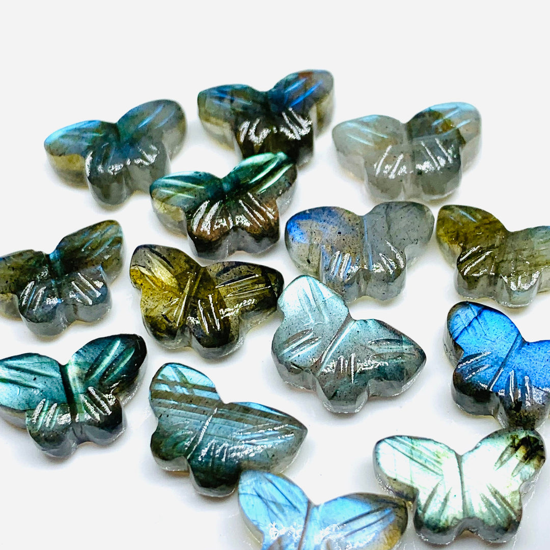 Hand Carved Labradorite Butterfly: Gemstone Jewelry Making (12X7 mm)