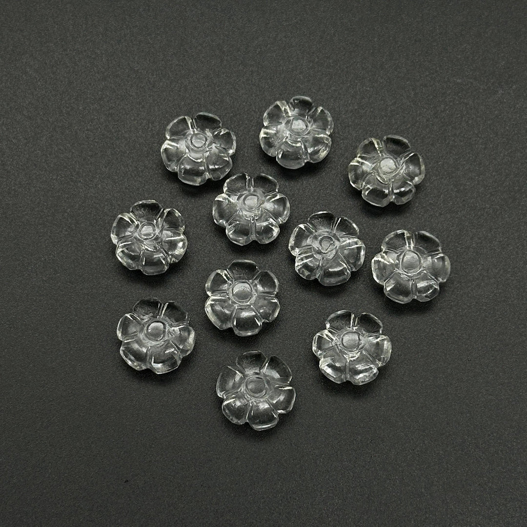 Natural cc Shape Beads, Clear Crystal Flower Shape Carving, Jewelry Making Loose Gemstone Charms, 12 MM, Carved Crystals