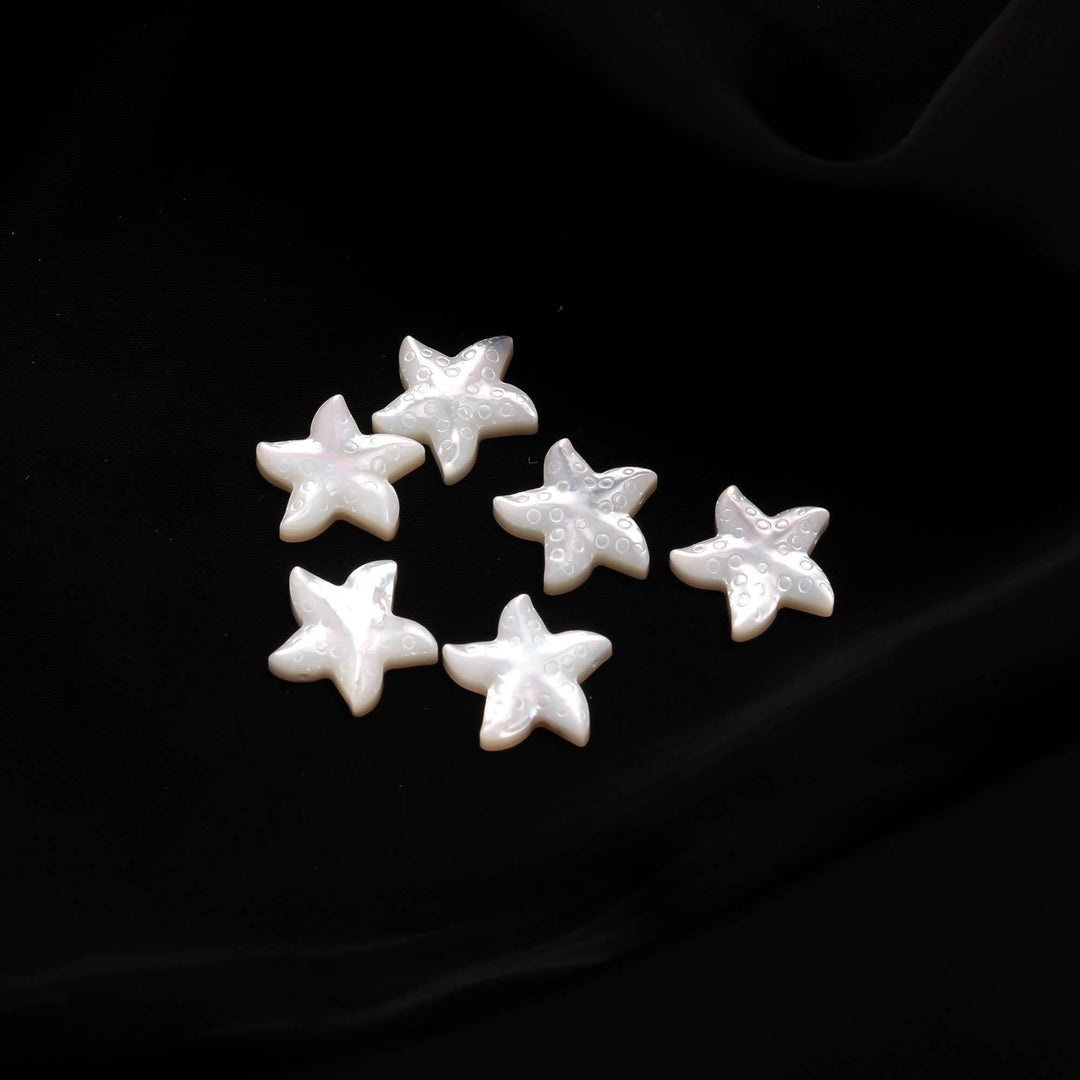 Carved Mother of Pearl Starfish Beads, Luster White Pearl Carvings 15mm