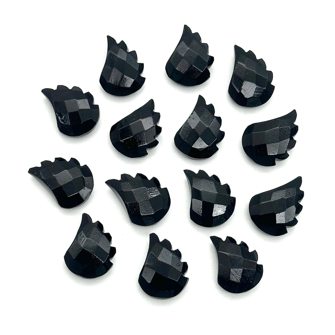Natural Black Onyx Leaf Shape Beads, Onyx Leaf Shape Briolette's, Faceted Fancy Carvings for Jewelry, 11X15 MM, Wholesale Gemstones