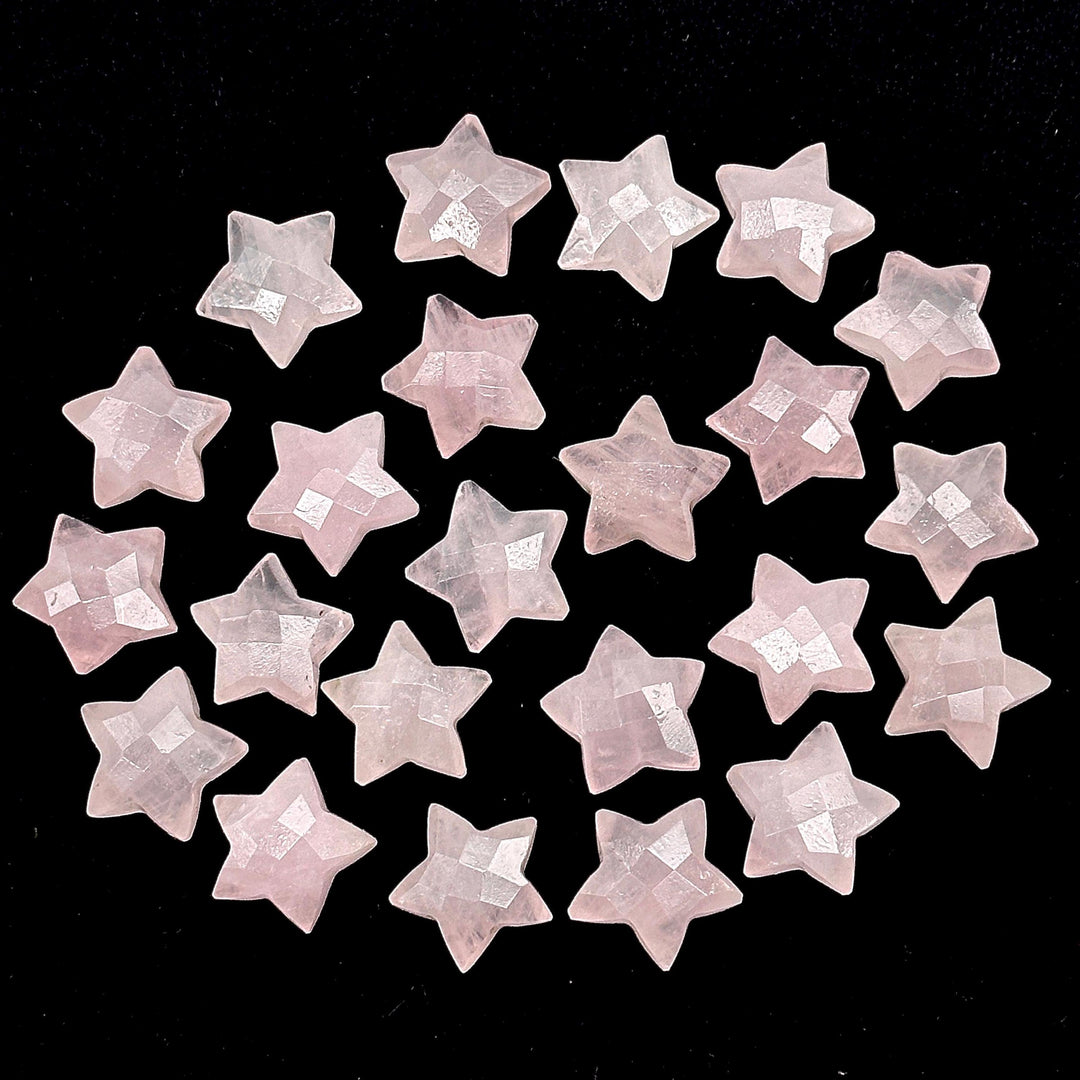 AAAA Rose Quartz Star Shape Briolettes, Natural Rose Quartz Star Gemstone for Jewelry Making, Faceted Pink Quartz Star Charms, 15 MM