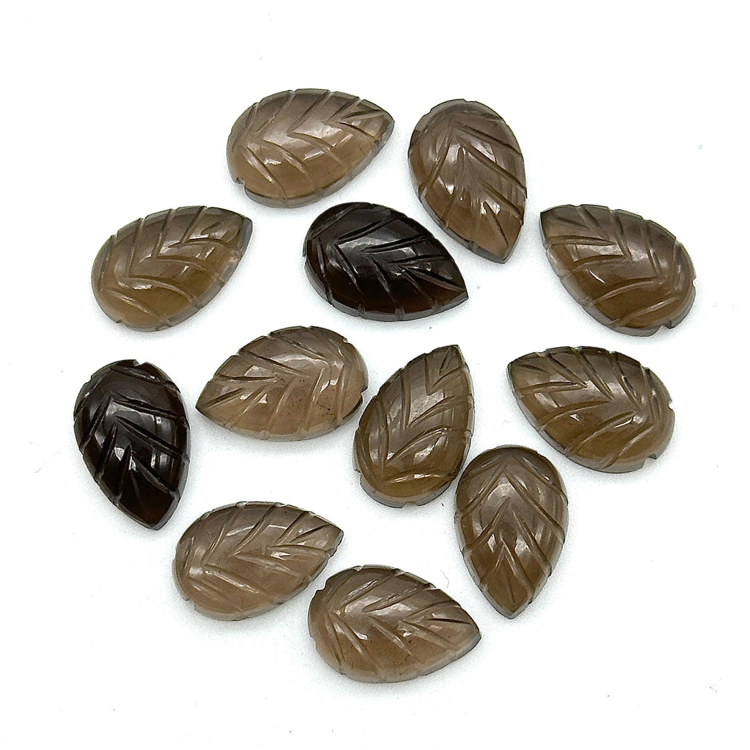 Natural Smokey Quartz Leaf Shape Briolettes, AAA Hand Carved Leaf Shape Gemstone Beads, Smokey Leaf Beads, 14 MM Loose Leaf Charms