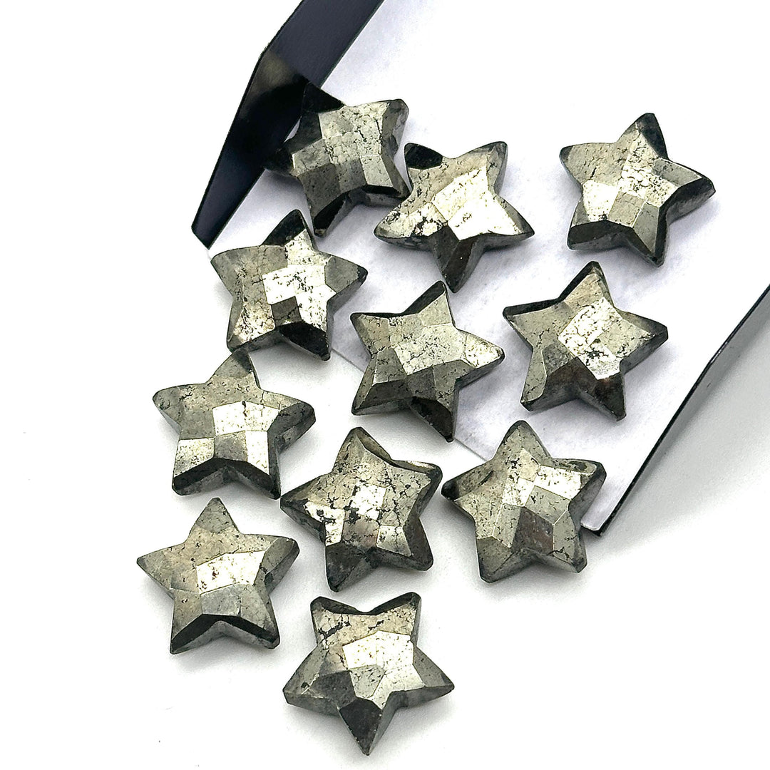 Natural Pyrite Star Shape Briolettes, AAA Pyrite Faceted Star Shape Beads, Fancy Star Stones for Jewelry Making, 15 MM Power Star Charms