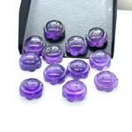 Load image into Gallery viewer, 2,3,4,5 pcs 100% Natural purple amethyst Fancy Shape Carved Gemstone, Loose Gemstone, sunflower Shape Gemstone, Carved Gemstone 12 mm