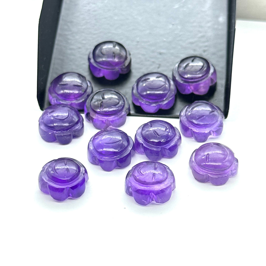 2,3,4,5 pcs 100% Natural purple amethyst Fancy Shape Carved Gemstone, Loose Gemstone, sunflower Shape Gemstone, Carved Gemstone 12 mm