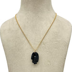 Load image into Gallery viewer, Genuine Black Onyx Hamsa Necklace, Gemstone Hamsa Necklace Gift For Her, Reiki Healing Jewelry, Black Charm Protection Necklace 25 MM Hamsa