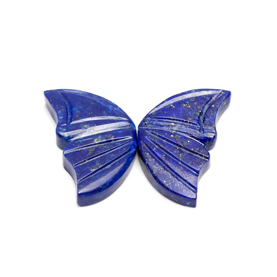 Genuine Lapis Lazuli Hand Carved Butterfly Wings Shape Stone, Blue Lapis Loose Butterfly Wings for Jewelry Making, 15X25 MM