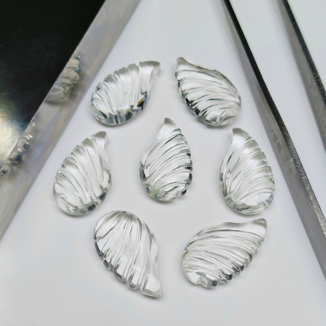 Natural Crystal Quartz Fancy Shape Carving Beads, Clear Crystal Hand Carved Wings Shape Loose Gemstone Beads, 18X10 MM Crystals for Jewelry