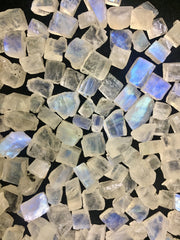 200 Ct. Dazzling AAA Quality 100% Natural Flashy Blue Rainbow Moonstone Rough Loose Gemstone Lot For Jewelry 10X8 12X10 mm approx